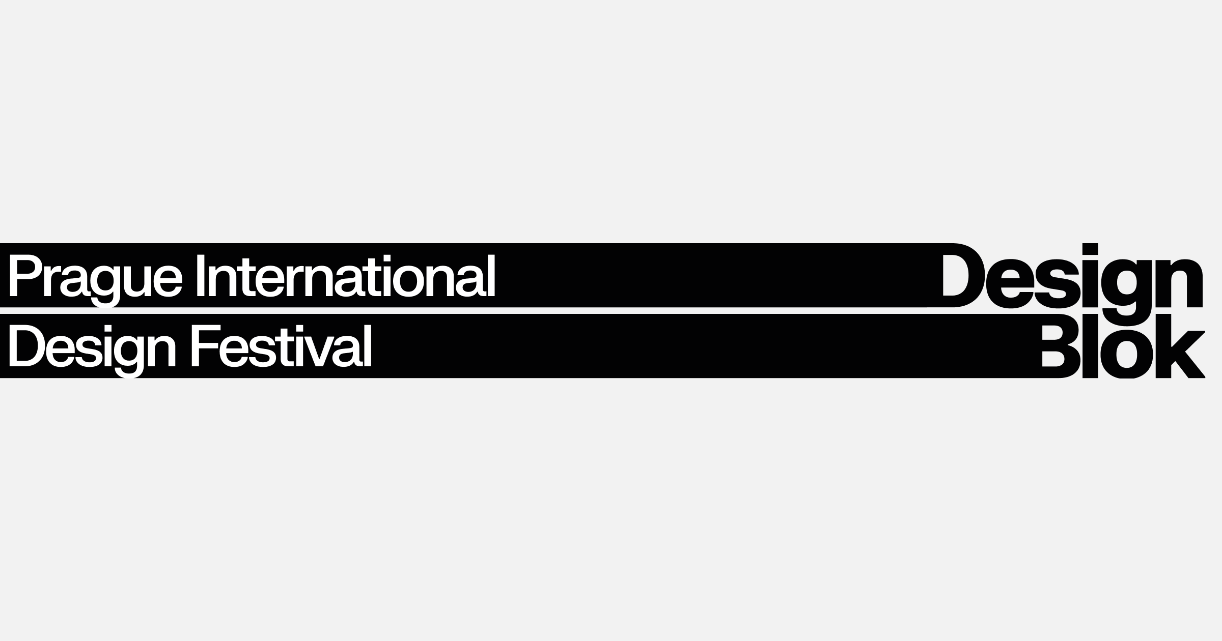 Logo festivalu Designblok s nápisem Prague International Design Festival na dvou černých pruzích.